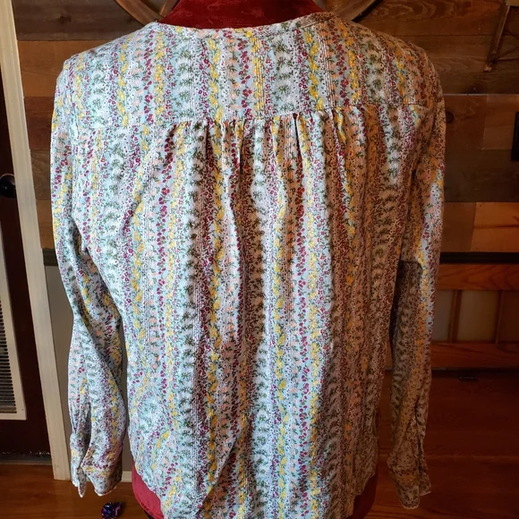 Anthropologie Maeve Gelise Pleated Floral Blouse S/P - Picture 7 of 9